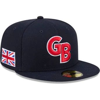 Cappello piatto blu navy regolabile 59FIFTY Great Britain 2026 World Baseball Classic di New Era