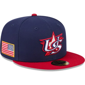 Gorra plana azul marino y roja ajustada 59FIFTY USA 2026 World Baseball Classic de New Era
