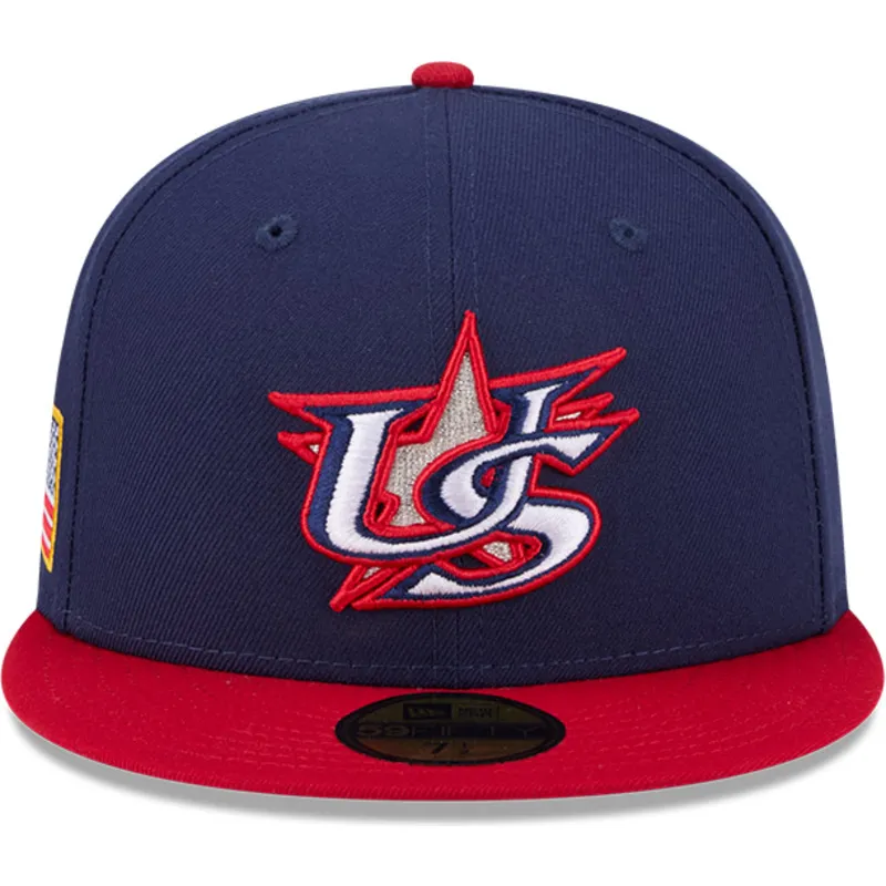 cappello-piatto-blu-marino-e-rosso-chiuso-59fifty-usa-2026-world-baseball-classic-di-new-era