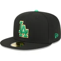 cappello-piatto-nero-aderente-59fifty-saint-patrick-s-day-dei-los-angeles-dodgers-mlb-di-new-era