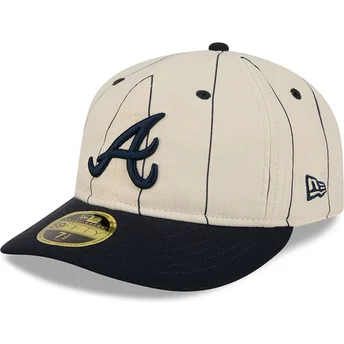 Cappellino curvo beige regolabile 59FIFTY Retro Crown Linen di Atlanta Braves MLB di New Era