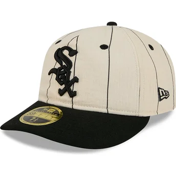 Cappello piatto beige regolabile 59FIFTY Retro Crown Linen dei Chicago White Sox MLB di New Era