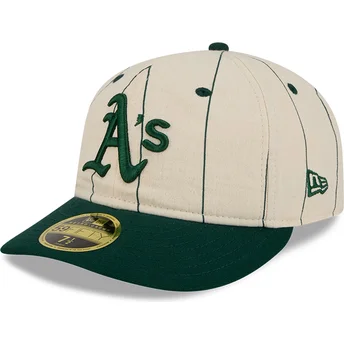 Cappellino curvo beige regolabile 59FIFTY Retro Crown Linen di Oakland Athletics MLB di New Era
