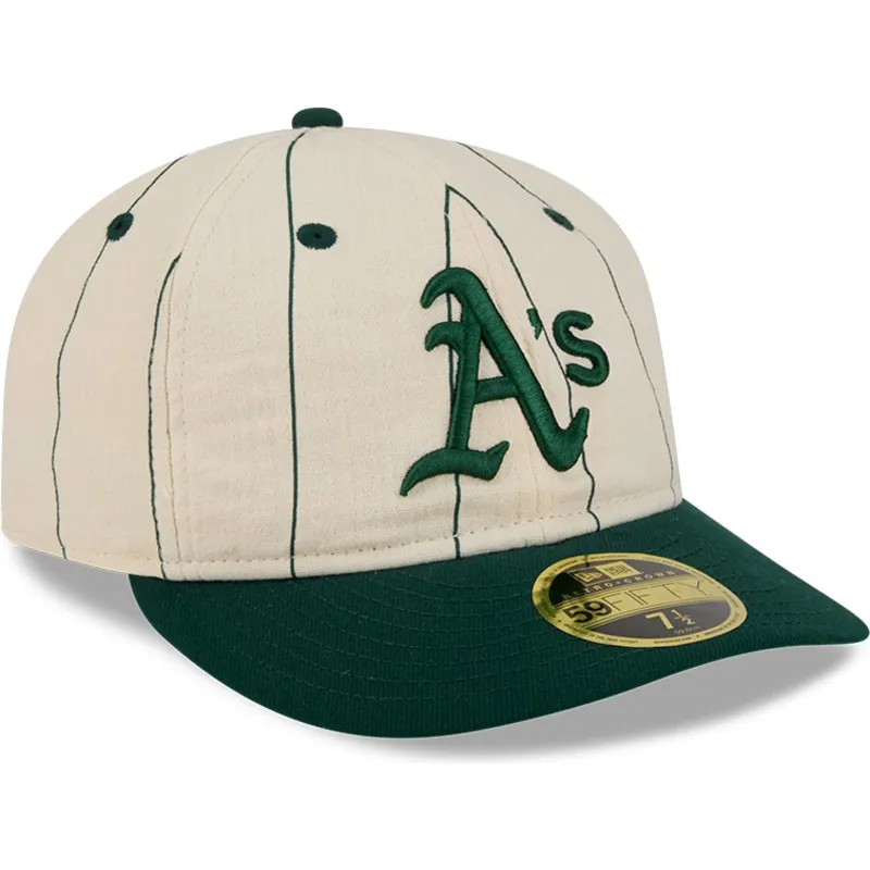 cappellino-curvo-beige-regolabile-59fifty-retro-crown-linen-di-oakland-athletics-mlb-di-new-era