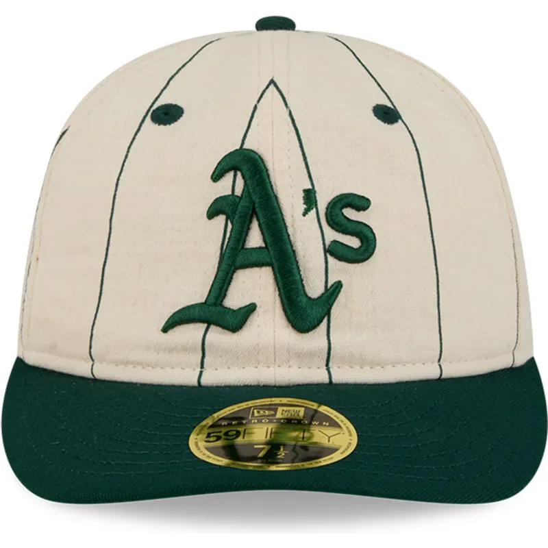 cappellino-curvo-beige-regolabile-59fifty-retro-crown-linen-di-oakland-athletics-mlb-di-new-era