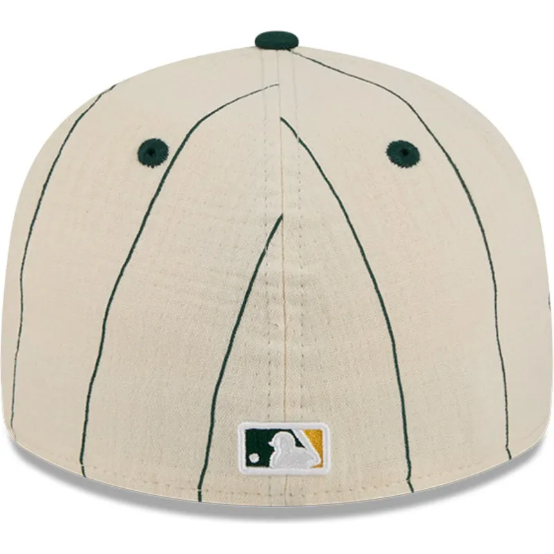 cappellino-curvo-beige-regolabile-59fifty-retro-crown-linen-di-oakland-athletics-mlb-di-new-era