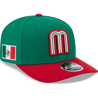 Cappellino curvo verde e rosso snapback 9SEVENTY Stretch Snap Mexico 2026 World Baseball Classic di New Era