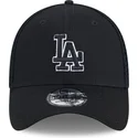 cappellino-trucker-nero-regolabile-con-logo-nero-39thirty-evergreen-neo-dei-los-angeles-dodgers-mlb-di-new-era