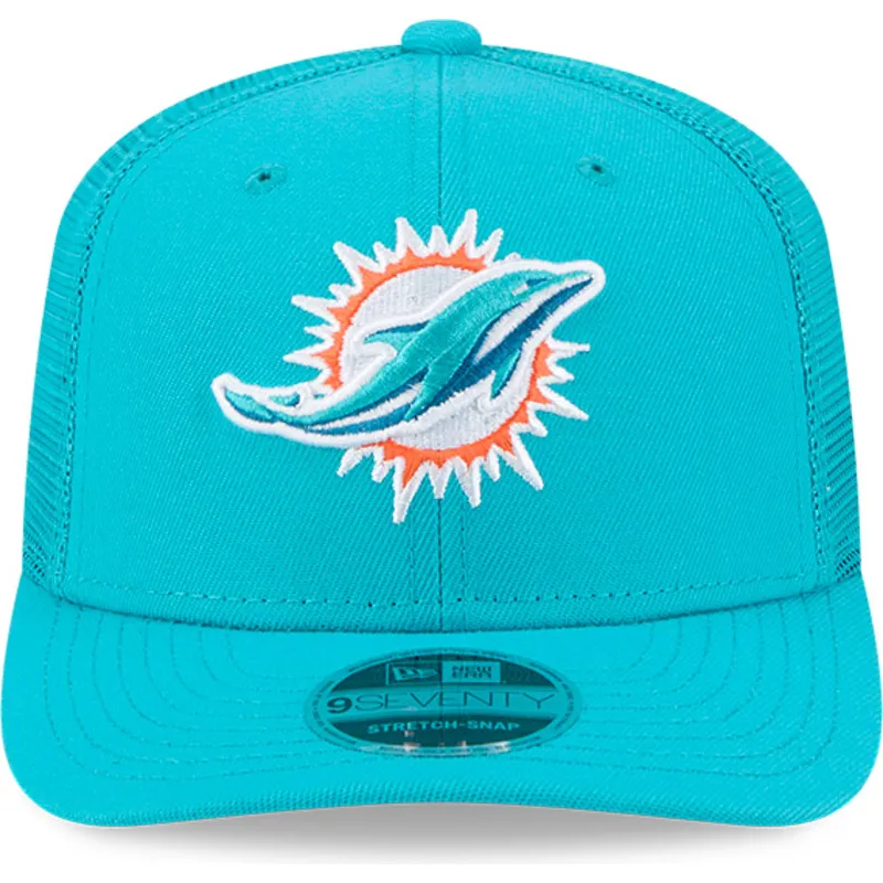 cappellino-trucker-blu-9seventy-stretch-snap-evergreen-dei-miami-dolphins-nfl-di-new-era