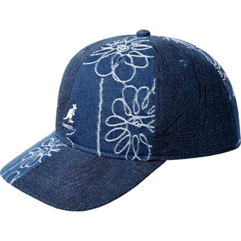 Cappellino curvo blu marino regolabile Denim Mashup Medium Blue Floral di Kangol