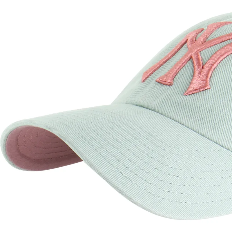 cappellino-curvo-verde-regolabile-con-logo-rosa-clean-up-ballpark-dei-new-york-yankees-mlb-di-47-brand