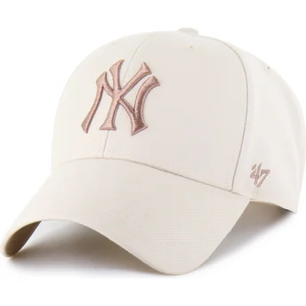 Cappellino curvo beige snapback con logo marrone MVP Ballpark di New York Yankees MLB di 47 Brand