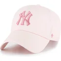 cappellino-curvo-rosa-regolabile-con-logo-rosa-clean-up-no-loop-label-dei-new-york-yankees-mlb-di-47-brand