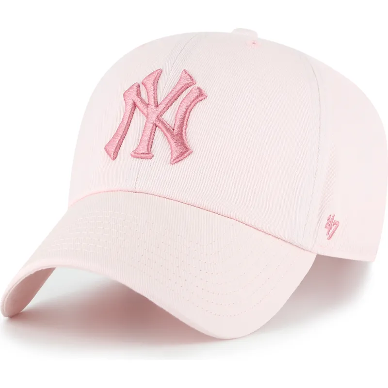 cappellino-curvo-rosa-regolabile-con-logo-rosa-clean-up-no-loop-label-dei-new-york-yankees-mlb-di-47-brand