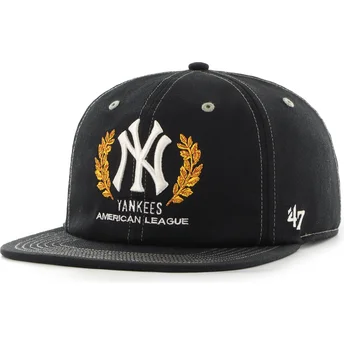 Cappello piatto nero snapback Captain RL Keepsake dei New York Yankees MLB di 47 Brand