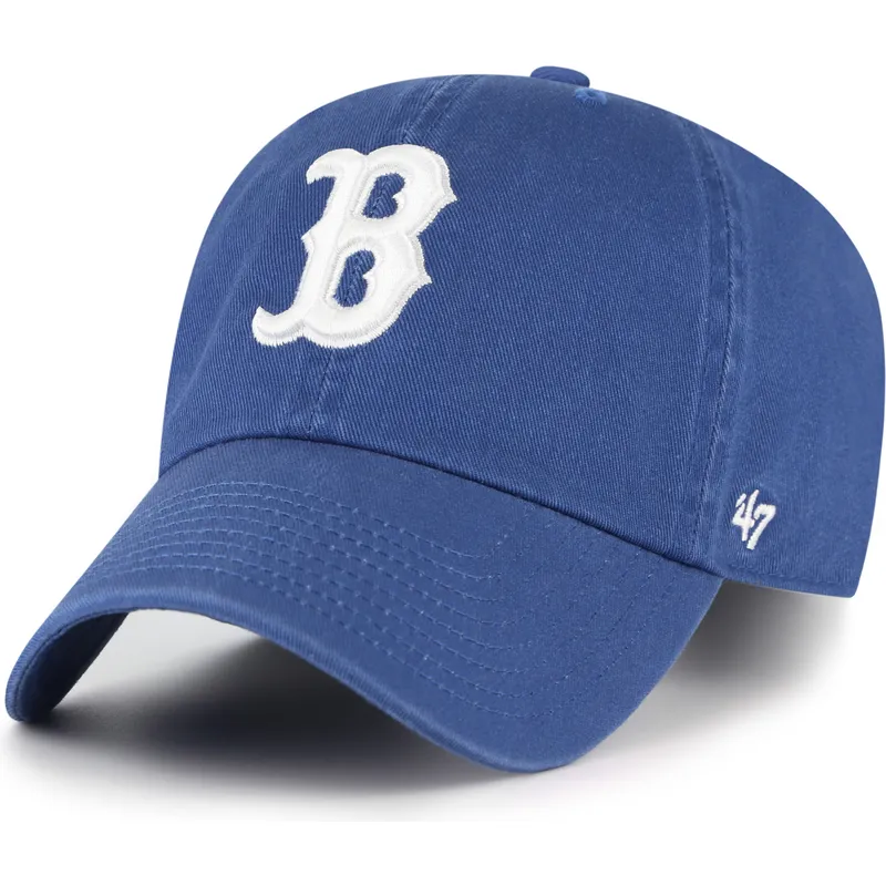 cappellino-curvo-blu-regolabile-clean-up-no-loop-label-dei-boston-red-sox-mlb-di-47-brand