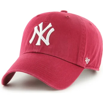 Gorra curva roja oscuro ajustable Clean Up de New York Yankees MLB de 47 Brand