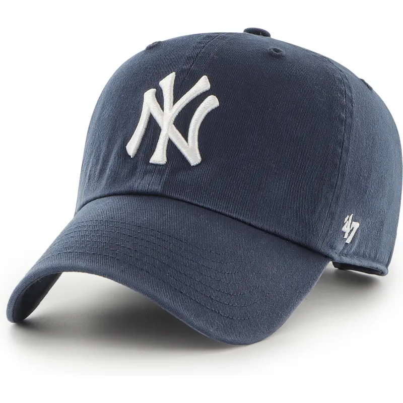cappelli-curva-blu-marino-cinghia-regolabile-clean-up-dei-new-york-yankees-mlb-di-47-brand