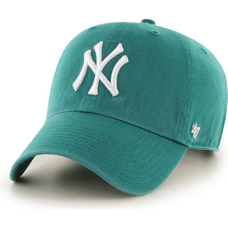 cappellino-curvo-verde-regolabile-clean-up-tailgate-teal-dei-new-york-yankees-mlb-di-47-brand