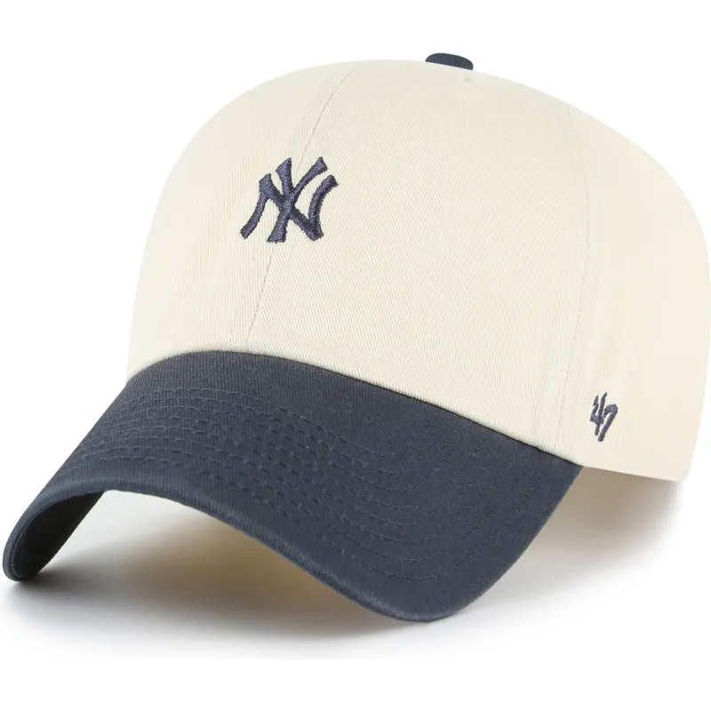 cappellino-curvo-beige-e-blu-marino-regolabile-clean-up-base-runner-two-tone-dei-new-york-yankees-mlb-di-47-brand