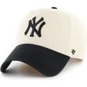 cappellino-curvo-beige-e-nero-regolabile-clean-up-two-tone-no-loop-label-dei-new-york-yankees-mlb-di-47-brand