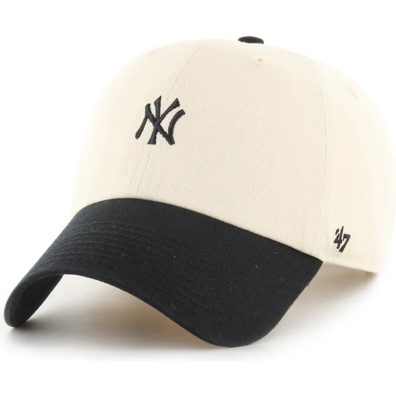 cappellino-curvo-beige-e-nero-regolabile-clean-up-base-runner-two-tone-dei-new-york-yankees-mlb-di-47-brand
