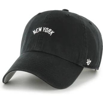 Gorra curva negra ajustable Clean Up Base Runner Script de New York Yankees MLB de 47 Brand