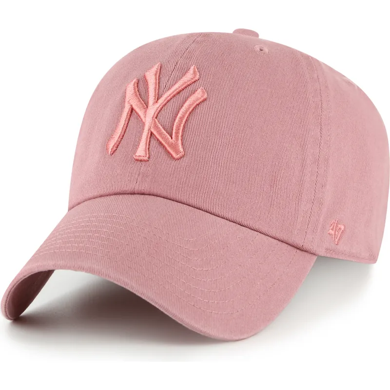 cappellino-curvo-rosa-regolabile-con-logo-rosa-clean-up-dei-new-york-yankees-mlb-di-47-brand
