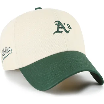Cappellino curvo beige e verde regolabile Clean Up Base Runner Sure Shot Two Tone di MLB di 47 Brand