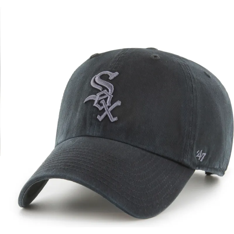 cappellino-curvo-nero-regolabile-con-logo-grigio-clean-up-dei-chicago-white-sox-mlb-di-47-brand