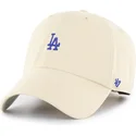 cappellino-curvo-beige-regolabile-con-logo-blu-clean-up-base-runner-dei-los-angeles-dodgers-mlb-di-47-brand