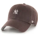 cappellino-curvo-marrone-regolabile-clean-up-base-runner-mini-logo-dei-new-york-yankees-mlb-di-47-brand