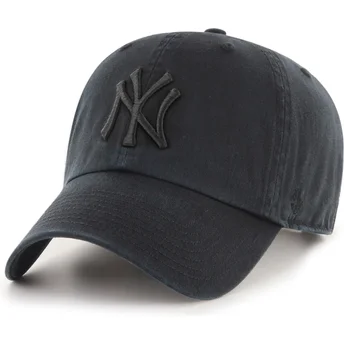 Cappellino curvo nero regolabile con logo nero Clean Up dei New York Yankees MLB di 47 Brand
