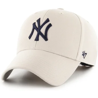 Cappellino curvo beige regolabile con logo blu marino MVP dei New York Yankees MLB di 47 Brand