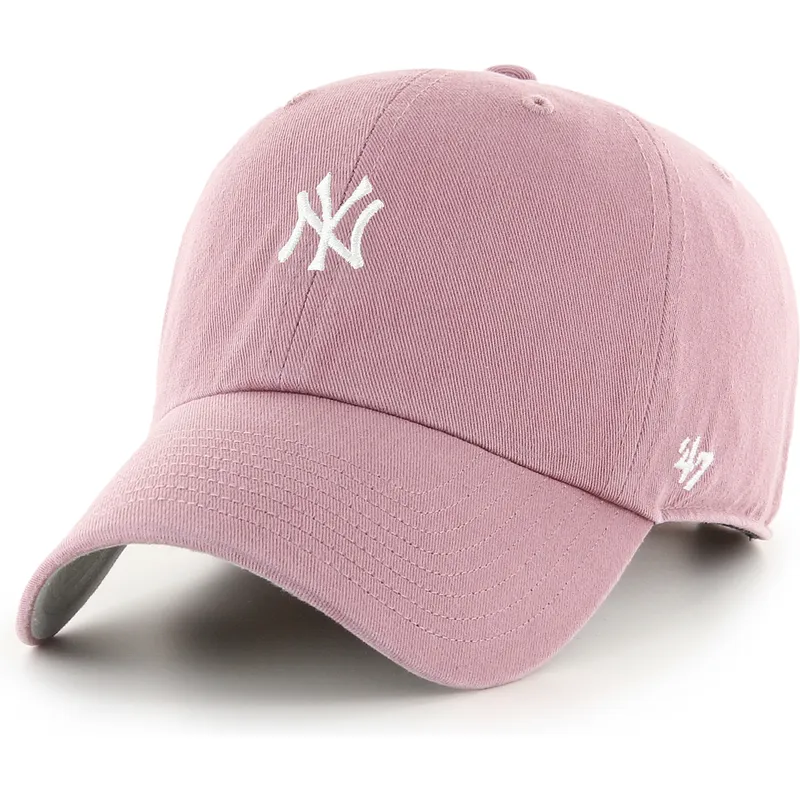 cappellino-curvo-rosa-regolabile-clean-up-base-runner-mini-logo-dei-new-york-yankees-mlb-di-47-brand