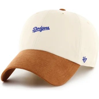 Cappellino curvo beige e marrone regolabile Clean Up Mini Script Suede Visor di Los Angeles Dodgers MLB di 47 Brand