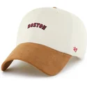 cappellino-curvo-beige-e-marrone-regolabile-clean-up-mini-script-suede-visor-di-boston-red-sox-mlb-di-47-brand