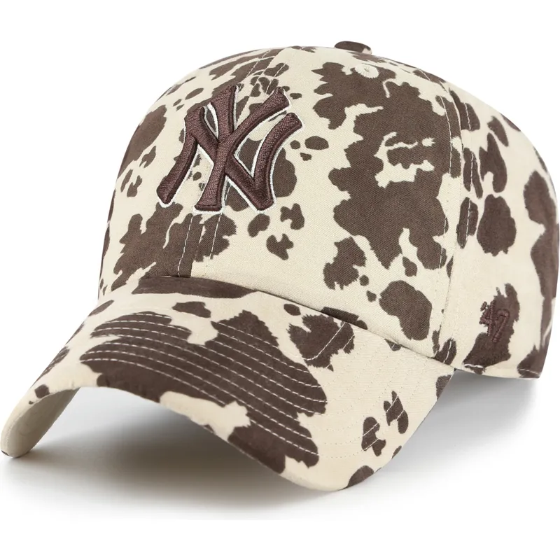 cappellino-curvo-marrone-regolabile-con-logo-marrone-clean-up-bessie-dei-new-york-yankees-mlb-di-47-brand