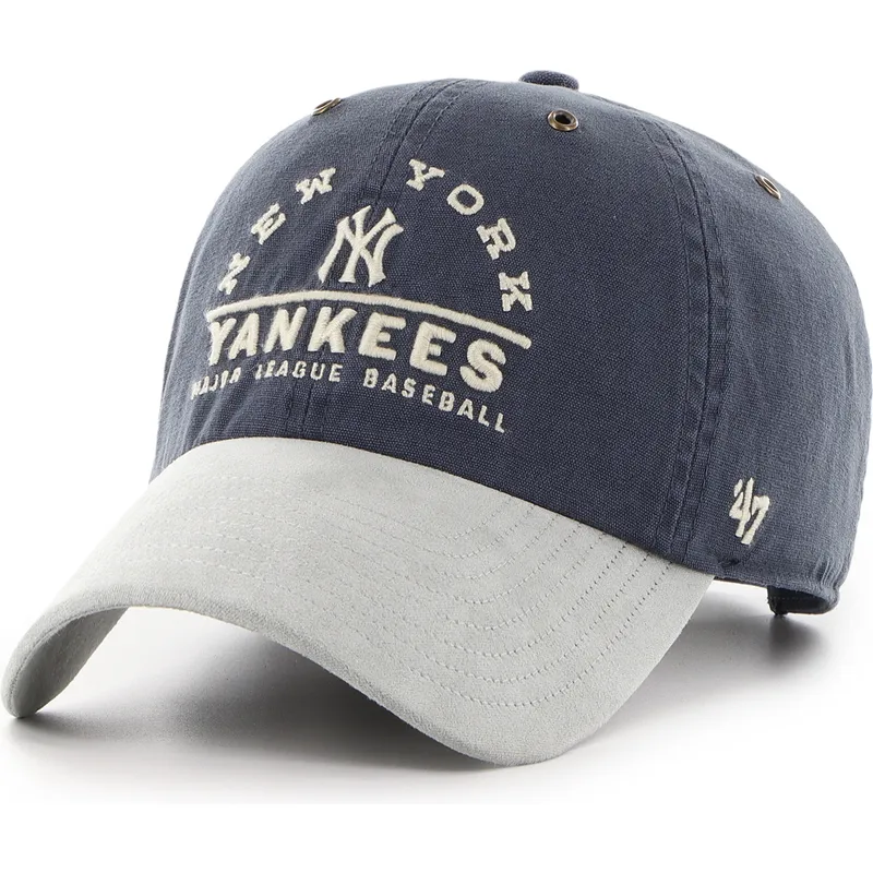 gorra-curva-azul-marino-y-gris-ajustable-clean-up-windham-suede-vintage-de-new-york-yankees-mlb-de-47-brand