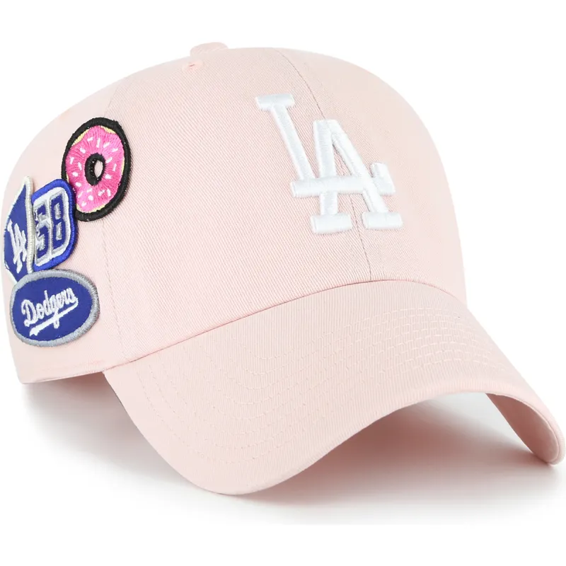 cappellino-curvo-rosa-regolabile-clean-up-badges-dei-los-angeles-dodgers-mlb-di-47-brand