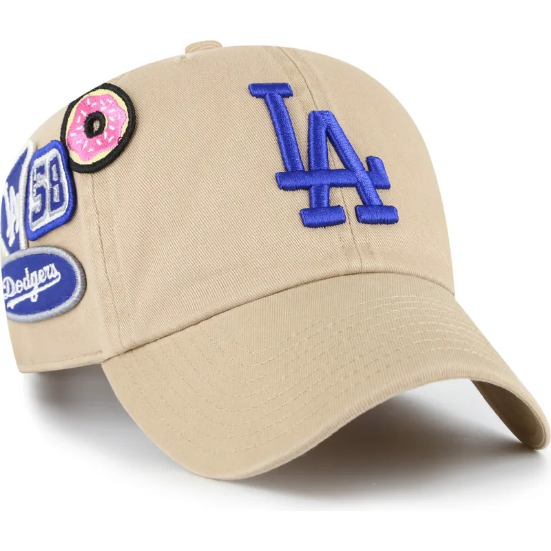 cappellino-curva-khaki-regolabile-clean-up-badges-dei-los-angeles-dodgers-mlb-di-47-brand