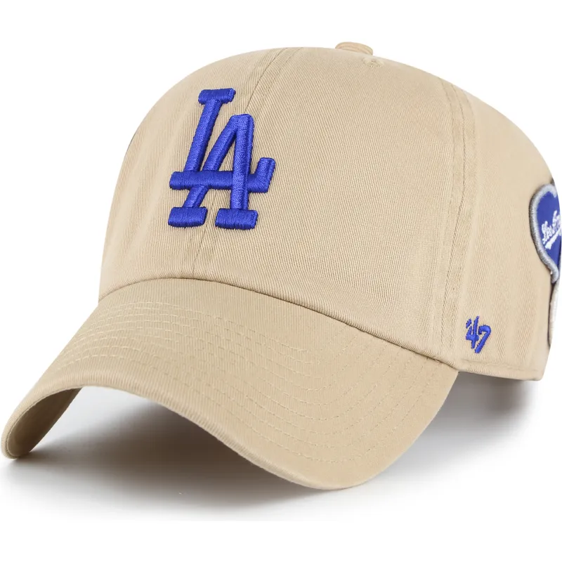 cappellino-curva-khaki-regolabile-clean-up-badges-dei-los-angeles-dodgers-mlb-di-47-brand