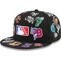 cappello-piatto-nero-aderente-59fifty-all-over-di-milb-di-new-era
