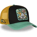 cappellino-trucker-nero-giallo-e-verde-bugs-bunny-loo13-bugb-looney-tunes-di-capslab
