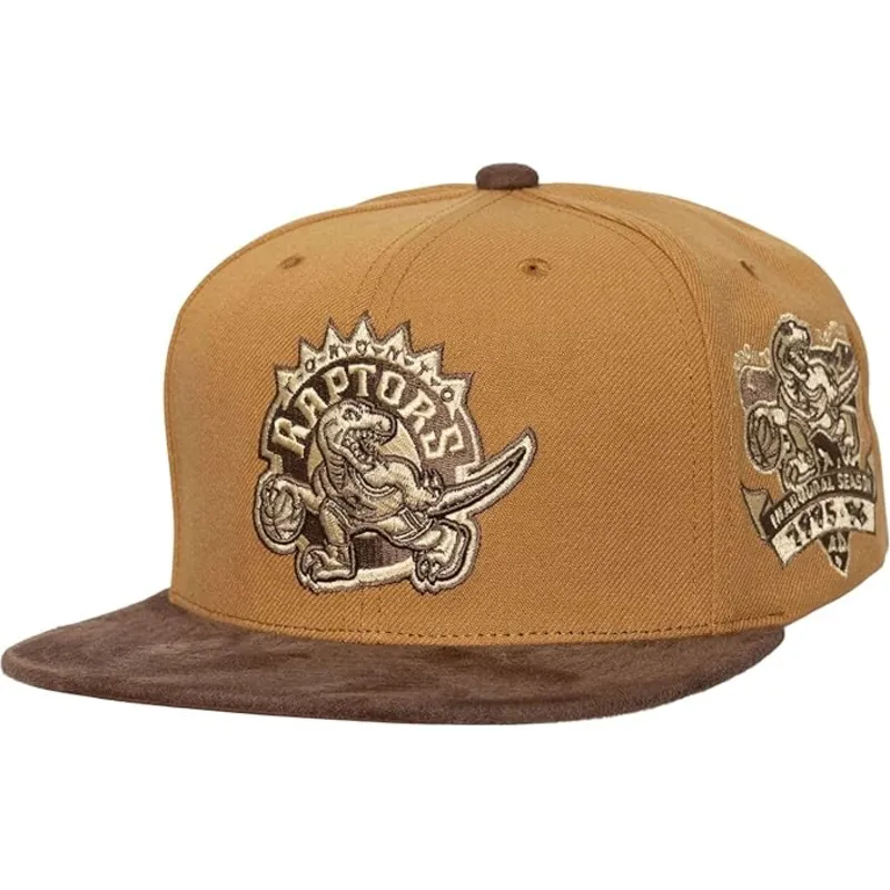 gorra-plana-marron-ajustable-coffee-strapback-de-toronto-raptors-nba-de-mitchell-ness