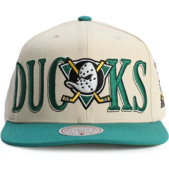 Cappello piatto verde e beige snapback Across The Board di Anaheim Ducks NHL di Mitchell & Ness