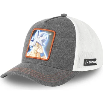 Cappellino trucker grigio e bianco Son Goku Ultra Instinct DBS8 GOKB Dragon Ball di Capslab