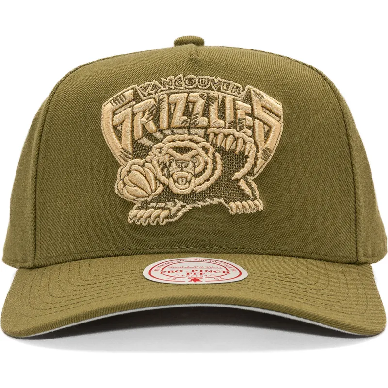 cappellino-visiera-curva-verde-snapback-fashion-basic-pro-dei-vancouver-grizzlies-nba-di-mitchell-ness