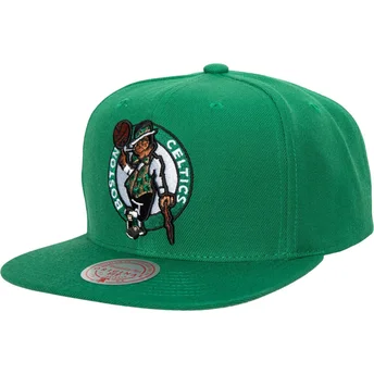 Cappello visiera piatta verde snapback Team Ground 2.0 di Boston Celtics NBA di Mitchell & Ness