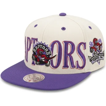 Cappello piatto viola e beige snapback Across The Board dei Toronto Raptors NBA di Mitchell & Ness